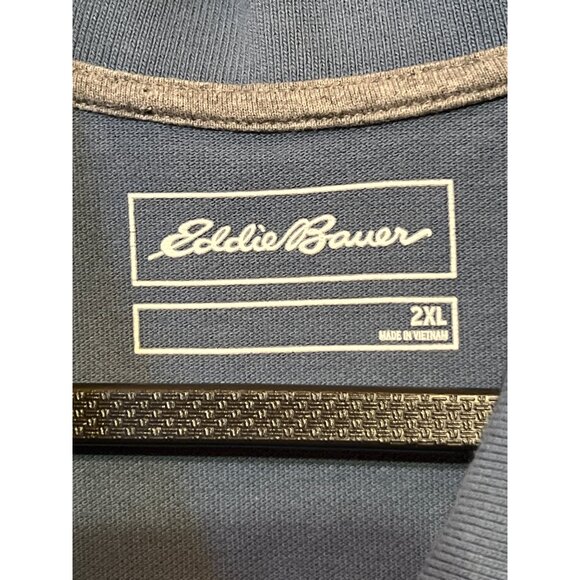 Eddie Bauer Mens 2X Blue Short Sleeve Polo Shirt Classic Fit Button Collar Comfo - Picture 7 of 8